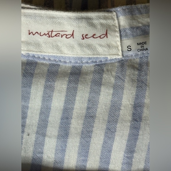 Mustard Seed Women's Off-Shoulder Swim Coverup or Tunic  Light Blue White Stripe - Picture 5 of 6